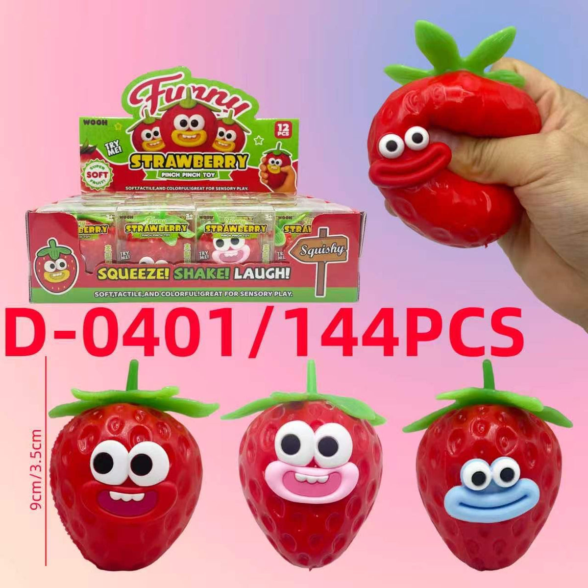 Funny Strawberry Pinch Toy (Red)