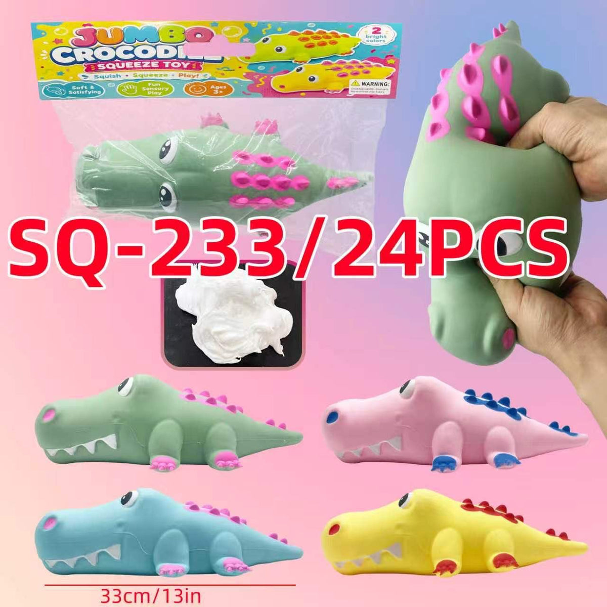 Jumbo Crocodile Squeeze Toy (Flocked)