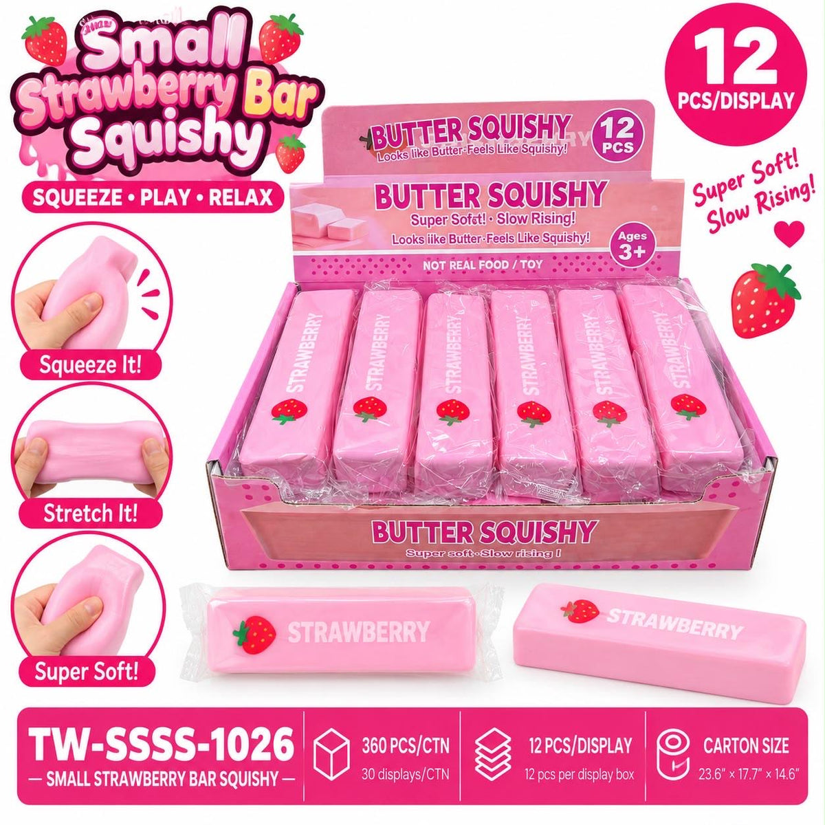 Small Strawberry Bar Squishy
