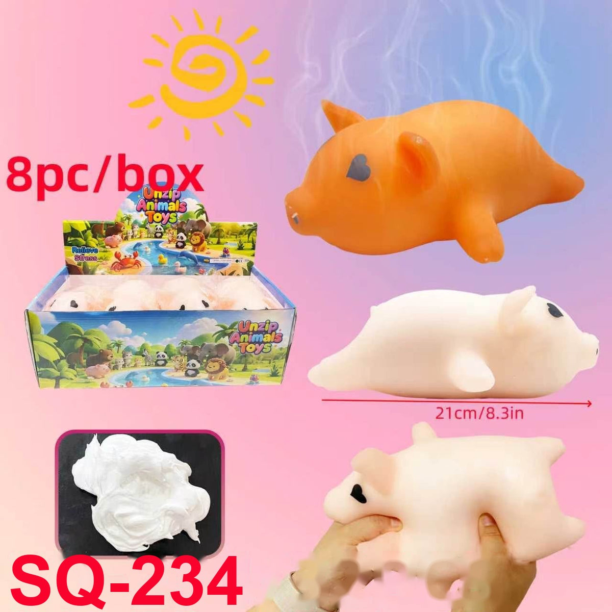 Unzip Animals Pig Squishy