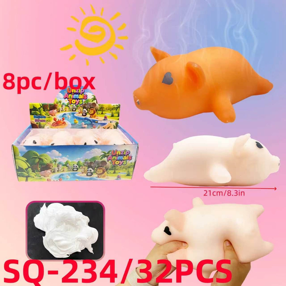 Unzip Animals Pig Squishy